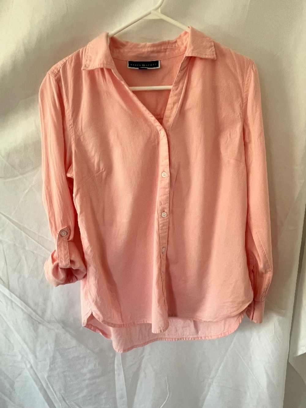 Pink Karen Scott button up top